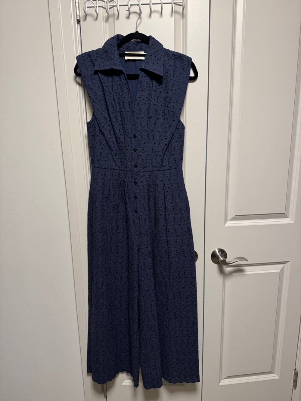 Sleeveless Navy Eyelet pantsuit Size Small